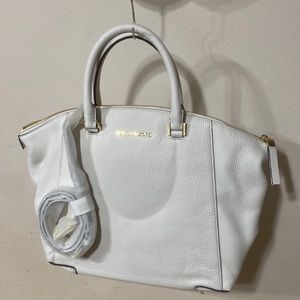 Michael Kors Riley Leather Satchel with Crossbody Strap